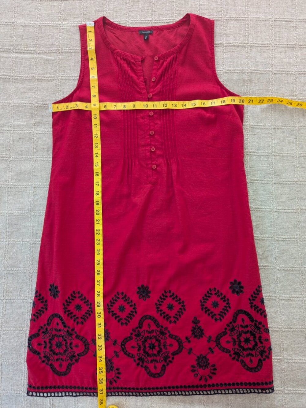 Talbots Red Linen Cotton Blend Embroidered Shift Dress Size 10 - Picture 7 of 11